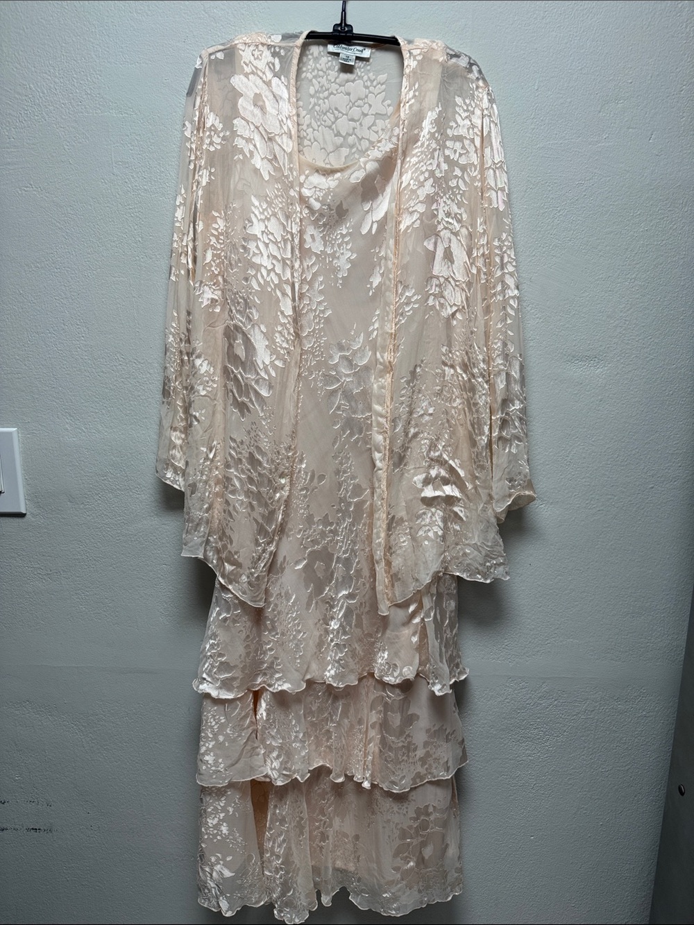 Coldwater Creek Blush Pink Lace Tiered Maxi Dress